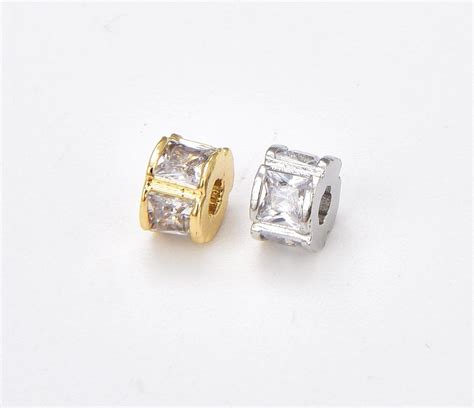 Cz Micro Pave Rondelle Spacer Beads Big Hole Spacer Beads Gold Filled