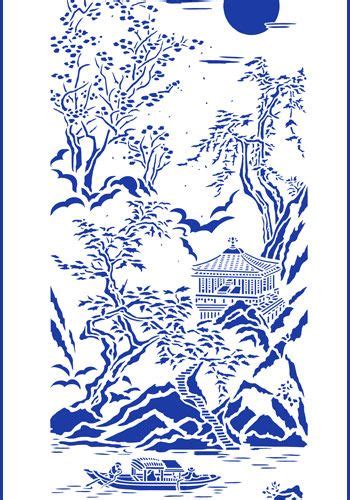 Chinoiserie Stencils Chinese Ravine Stencil Stencil Fabric Stencil