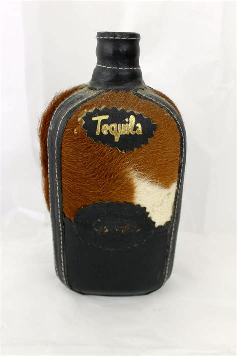 Vintage Tequila Bottle Leather and Cowhide