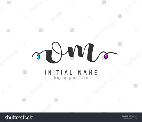 O M OM Initial Handwriting Logo Vector Template Royalty Free Stock