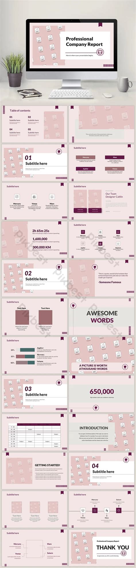 Seo Monthly Project Report Pink Powerpoint Pptx Template Free