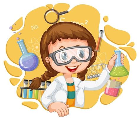 A Girl Scientist Holding A Test Tube And Flasks