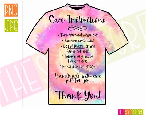 Tie Dye Care Instructions Printable