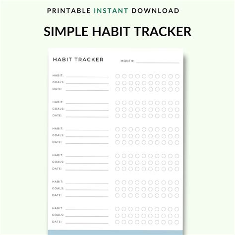 Weekly Monthly Habit Tracker Printable Goal Tracker Routine Tracker