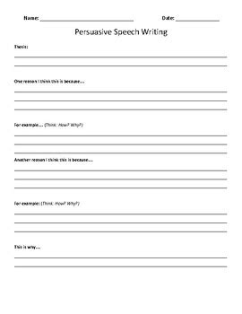 Persuasive Speech Writing Graphic Organizer By Melissa Olsho Tpt