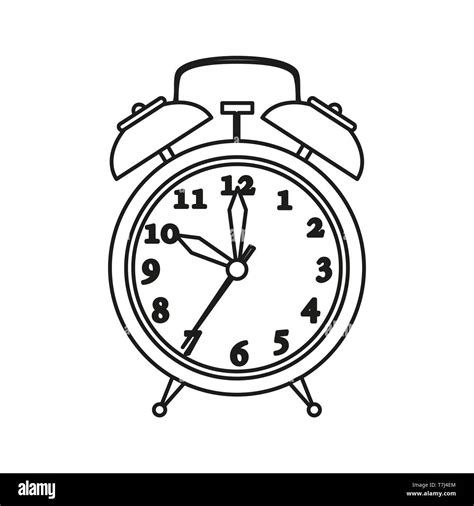 Alarm Clock Line Icon Isolated On White Background Outline Thin Circle