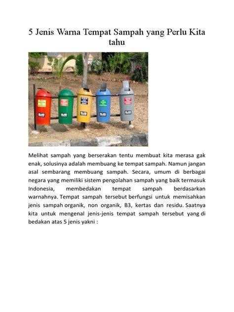 5 Jenis Warna Tempat Sampah Yang Perlu Kita Tahu Pdf