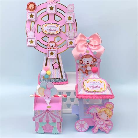 Kit Personalizados Circo Rosa 24 Peças Elo7 Produtos Especiais