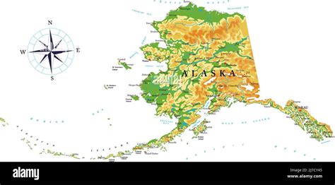 Highly Detailed Physical Map Of Alaskain Vector Formatwith All The Relief Formsregions And