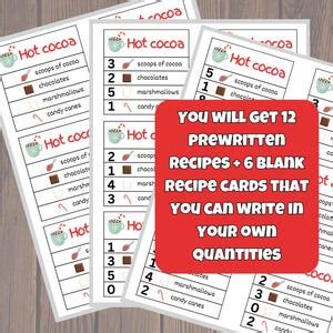 Hot Cocoa Recipe Cards For Preschool Sensory Bin Etsy