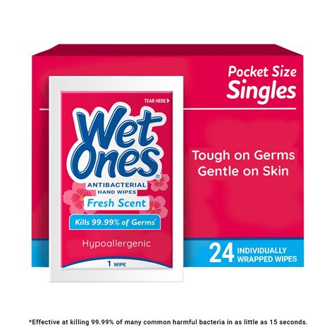 Wet Ones Antibacterial Hand Sanitizer Wipes Fresh Scent 24 Ct Individually Wrapped Travel