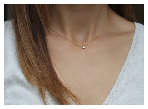 Gold Diamond Cubic Zirconia Necklace Gold Solitaire Necklace Etsy