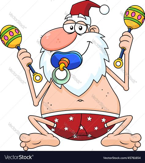 Drunk Naked Santa Claus Cartoon Character Vector Image