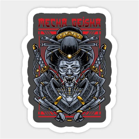 Badass Mecha Geisha Geisha Girl Head Drawing Sticker Teepublic