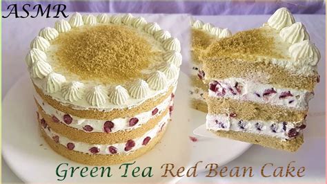 Green Tea Red Bean Cake Cake Shop Recipe Asmr Youtube