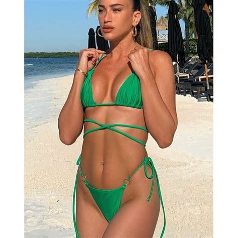 Sexy Solid Bikini Push Up Swimwear Women Lace Up Bathing Suit