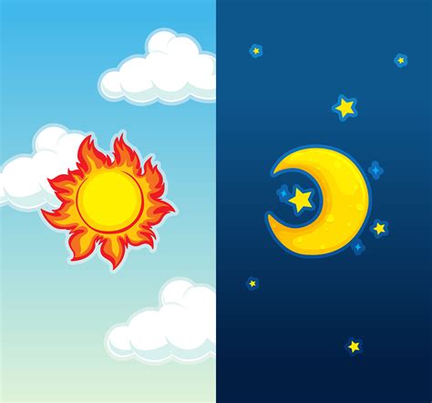 Daytime And Nightime Scene 294415 Vector Art At Vecteezy