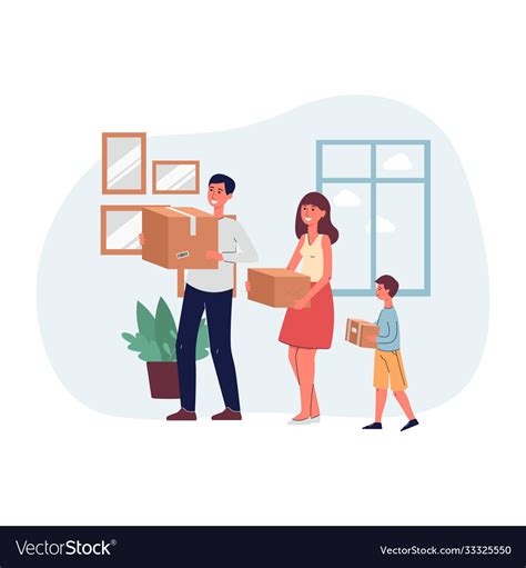 Cartoon family moving into new home - parents Vector Image