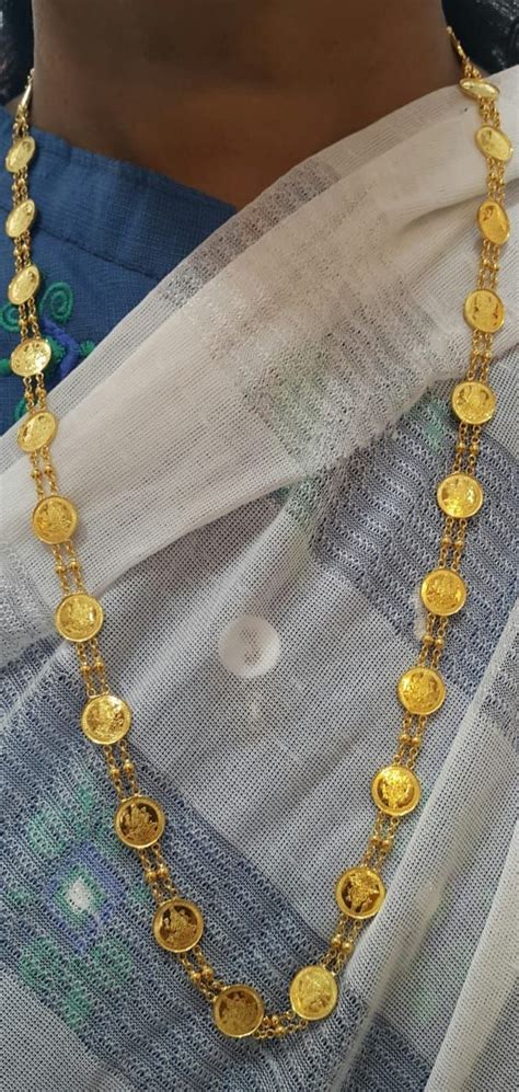 Gn K Gold Lakshmi Kasu Mala Long Kasulaperu Gold Long