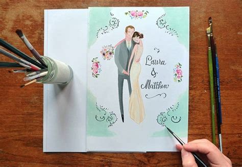 Custom Wedding Illustrations Bride And Groom Portraits