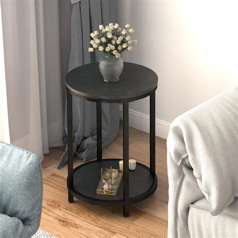 Snapklik Nsdirect Round Side Table Set Of In Rustic Wooden