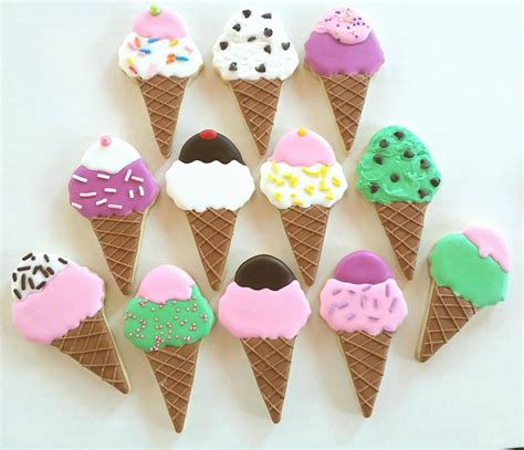 Ice Cream Cone Cookies Royal Icing Decorated Sugar Cookies Etsy