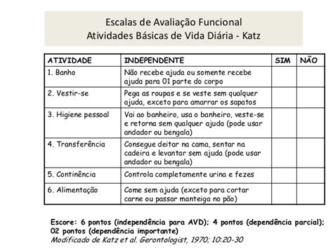 Escala De Katz Sa De Do Adulto E Do Idoso