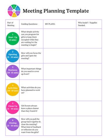 Tr Blank Meeting Planning Template By Girl Scouts Of Northeast Texas