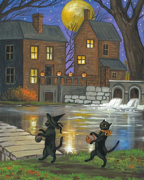 8x10 Halloweenville RYTA Halloween Black Cat Cats Haunted Etsy