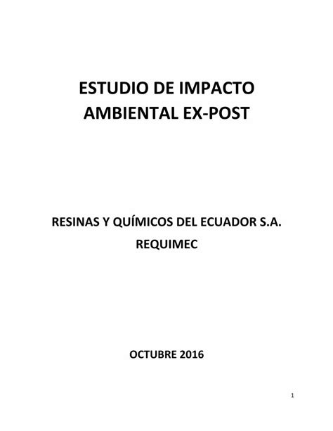 PDF ESTUDIO DE IMPACTO AMBIENTAL EX POST En La Zona Donde Se Ubica