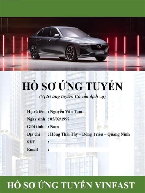 Mẫu Hồ sơ ứng tuyển Vinfast đẳng cấp dễ trúng tuyển