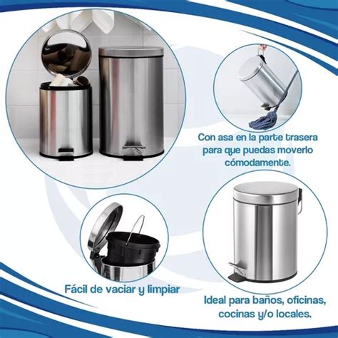 Cesto Tacho Basura Acero Inox Pedal 20 Lt Porta Residuo Cima En Venta