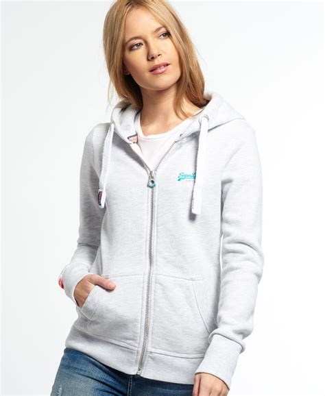 Womens Orange Label Primary Zip Hoodie In Ice Marl Superdry Uk