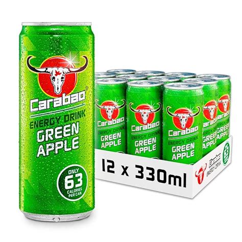 Buy Carabao Energy Drink Green Apple X Ml Cans Case Low Calorie