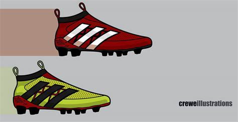 Four Adidas Ace GTI Predator Accelerator Boots By Crewe Illustrations