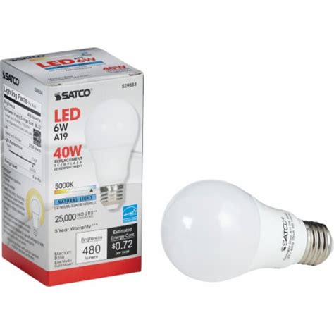 Satco W Equivalent Natural Light A Medium Dimmable Led Light Bulb