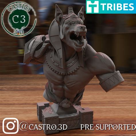 3D Printable Anubis Bust The Jackal God By Castro3D