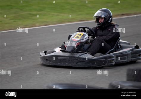 Kart racing at Raceland karting centre near Edinburgh Scotland - popular with families and with ...