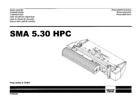 Deutz Fahr Sma 5 30 Hpc Mower 2004 27404 1 Parts Manual Catalog Pdf Download Service Manual