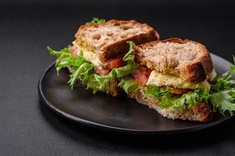 Delicious Caprese Sandwich With Grilled Toast Mozzarella Lettuce And