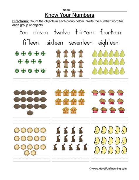 Number Recognition 1 20 Worksheets