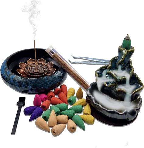 Coffret Porte Encens Naturel Bruleur Encens Cascade Avec Outils Cone