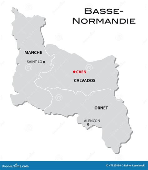 Carte Administrative Simple Basse Normandie Illustration De Vecteur