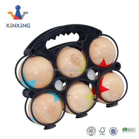 Custom Bocce Ball Pine Wood Boccia Set With Carrying Case Garden Game