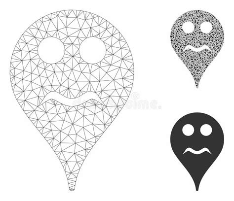 Serious Smiley Map Marker Vector Mesh Wire Frame Model And Triangle