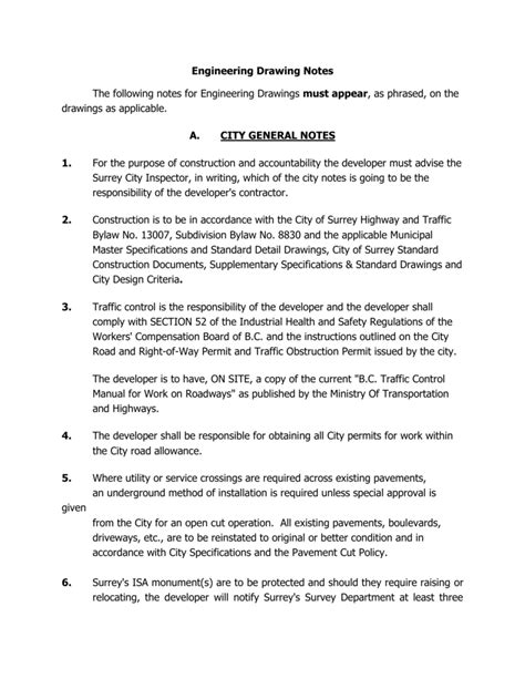 general notes for engineering drawings - keenamcafee