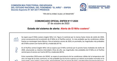 COMUNICADO OFICIAL ENFEN N17 2023 Pdf DocDroid