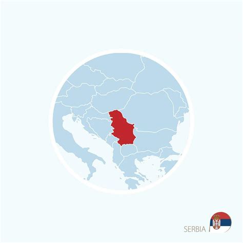 Map icon of Serbia. Blue map of Europe with highlighted Serbia in red ...