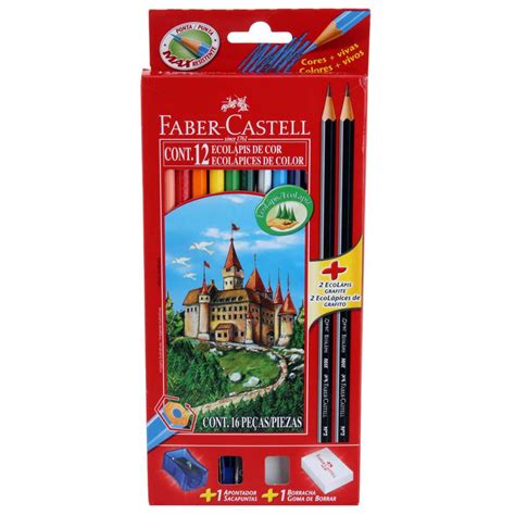 LAPIS DE COR 12 CORES OF KIT FABER CASTELL Barra Soluções