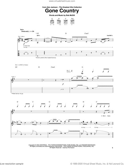 Free Printable Country Sheet Music For Guitar - Printable Templates